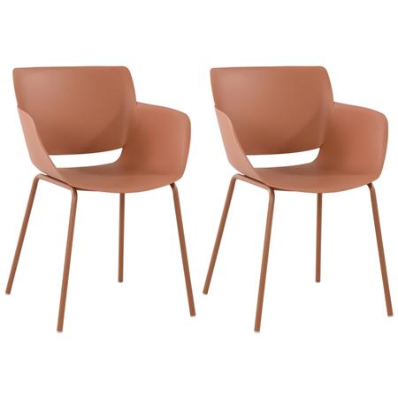 Lotto di 2 Sedie per Sala D'attesa RIKO, Design Moderno, Comoda ed Elegante, Polipropilene, Marrone Chiaro