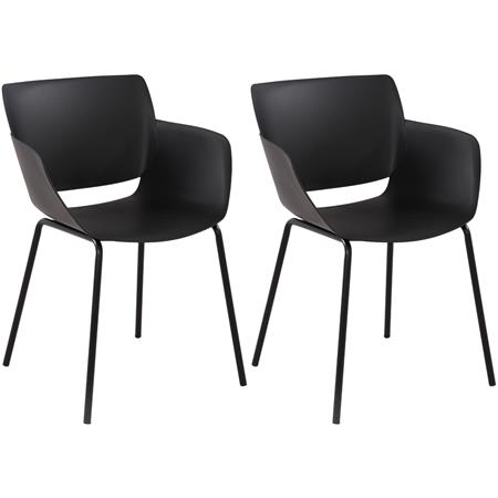 Lotto di 2 Sedie per Sala D'attesa RIKO, Design Moderno, Comoda ed Elegante, Polipropilene, Nero