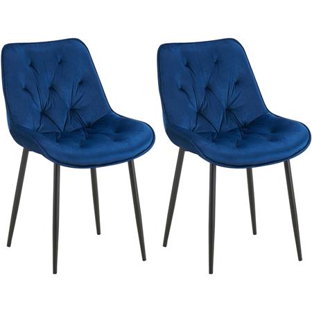 Lotto di 2 Sedie Ospiti GRACE, Confortevole, Design Moderno, Struttura in Metallo, Velluto Blu