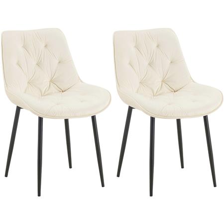 Lotto di 2 Sedie Ospiti GRACE, Confortevole, Design Moderno, Struttura in Metallo, Velluto Crema