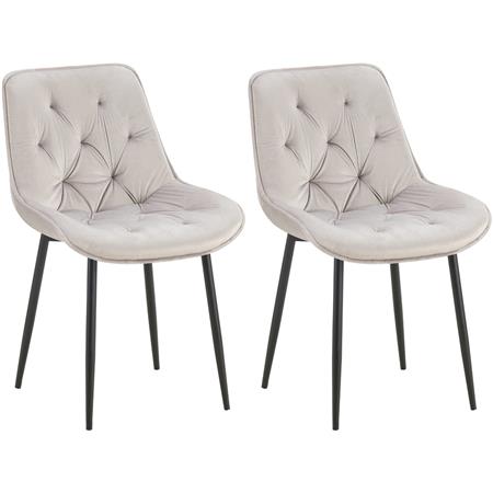 Lotto di 2 Sedie Ospiti GRACE, Confortevole, Design Moderno, Struttura in Metallo, Velluto Grigio Chiaro