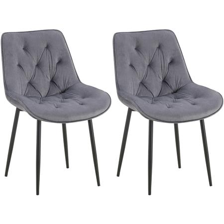 Lotto di 2 Sedie Ospiti GRACE, Confortevole, Design Moderno, Struttura in Metallo, Velluto Grigio