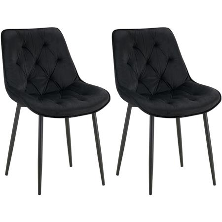 Lotto di 2 Sedie Ospiti GRACE, Confortevole, Design Moderno, Struttura in Metallo, Velluto Nero