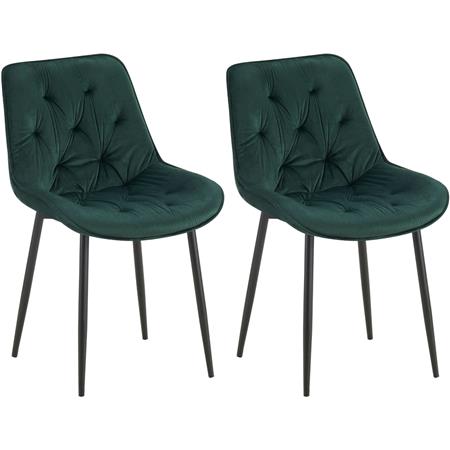 Lotto di 2 Sedie Ospiti GRACE, Confortevole, Design Moderno, Struttura in Metallo, Velluto Verde