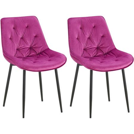 Lotto di 2 Sedie Ospiti GRACE, Confortevole, Design Moderno, Struttura in Metallo, Velluto Viola