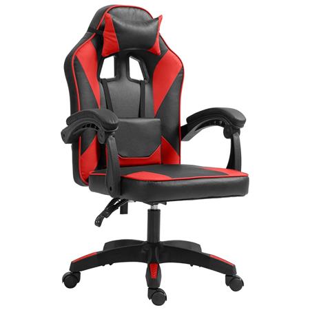 Sedia Gaming TESCO, Con Cuscini Lombare e Cervicale, in Pelle Nera e Rossa