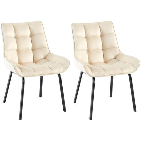 Lotto da 2 Poltroncine Ospiti MAMBO, Imbottite, Gambe Nere, Velluto Beige