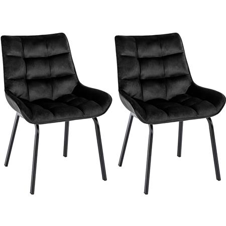 Lotto da 2 Poltroncine Ospiti MAMBO, Imbottite, Gambe Nere, Velluto Nero