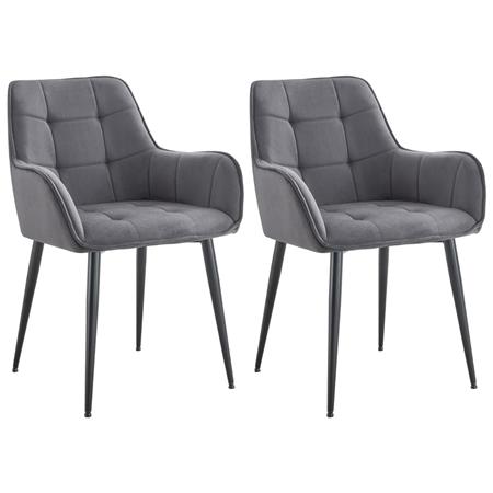 Lotto di 2 sedie Ospiti RUFUS, Design Elegante, Ampia Seduta in Velluto Grigio Scuro