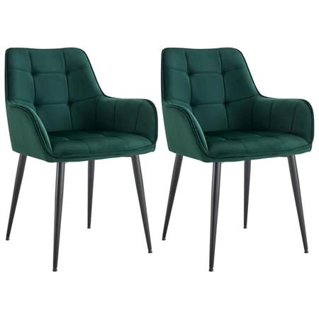 Lotto di 2 sedie Ospiti RUFUS, Design Elegante, Ampia Seduta in Velluto Verde