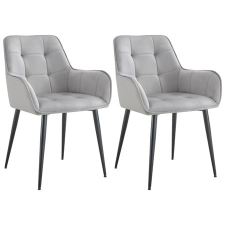 Lotto di 2 sedie Ospiti RUFUS, Design Elegante, Ampia Seduta in Velluto Grigio