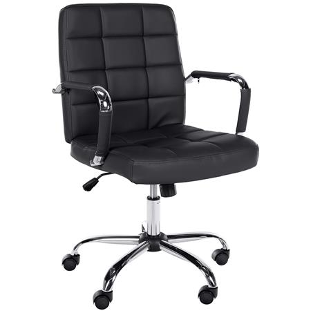 Poltrona da Ufficio BAXTER, Comodamente Imbottita, Base in Metallo, Pelle, Nero