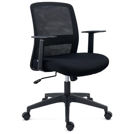 DEMO# Sedia da Ufficio YOSEMITE, Confortevole, Ergonomica, Supporto Lombare, Rete e Tessuto Nero