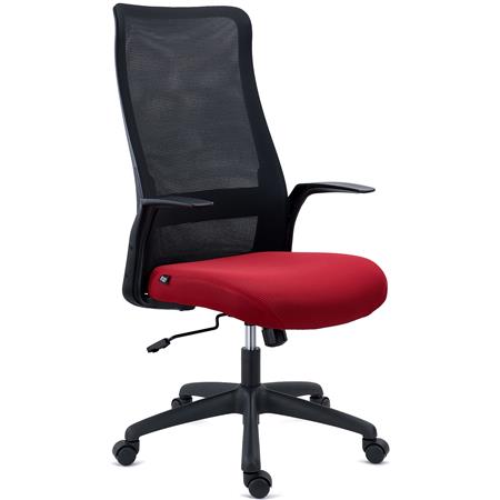 DEMO# Sedia Operativa SIERRA, Schienale in Rete Traspirante, Supporto Lombare, Pratica e Confortevole, Rosso