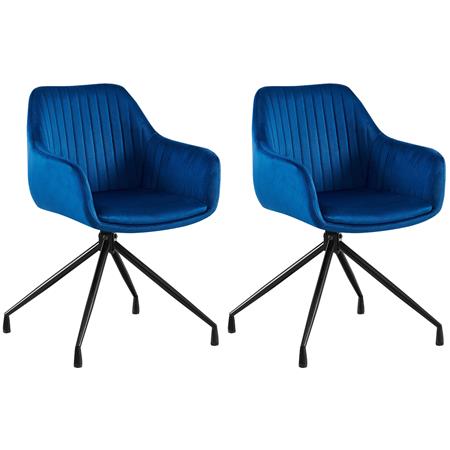 Lotto da 2 Sedie Ospiti TANNER, Struttura in Metallo, Girevole, Di Design, Velluto Blu