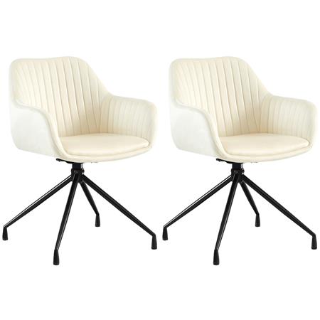 Lotto da 2 Sedie Ospiti TANNER, Struttura in Metallo, Girevole, Di Design, Velluto Beige