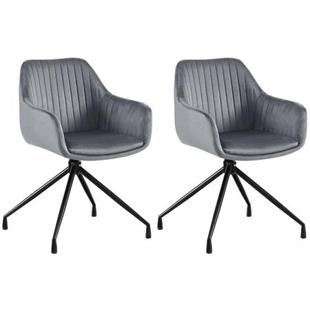 Lotto da 2 Sedie Ospiti TANNER, Struttura in Metallo, Girevole, Di Design, Velluto Grigio