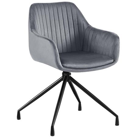 Sedia Ospiti TANNER, Struttura in Metallo, Girevole, Di Design, Velluto Grigio