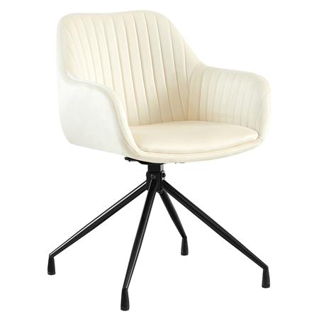 Sedia Ospiti TANNER, Struttura in Metallo, Girevole, Di Design, Velluto Beige
