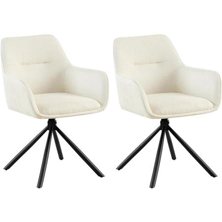 Lotto da 2 Sedie per Sala d'Attesa COREY, Girevole, Comoda ed Imbottita, Tessuto Beige