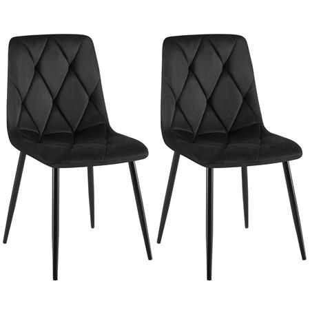 Lotto da 2 Sedie Ospiti SYAN, Design Moderno, Struttura in Metallo, Velluto Nero