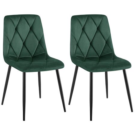Lotto da 2 Sedie Ospiti SYAN, Design Moderno, Struttura in Metallo, Velluto Verde