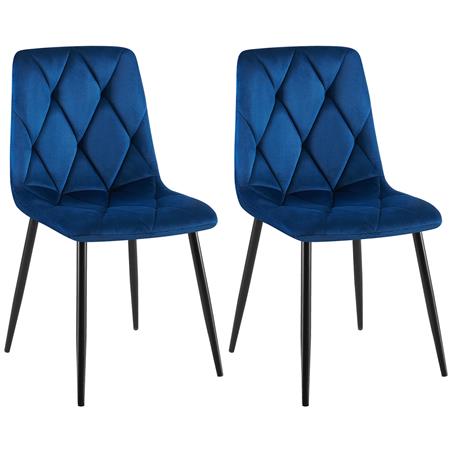 Lotto da 2 Sedie Ospiti SYAN, Design Moderno, Struttura in Metallo, Velluto Blu