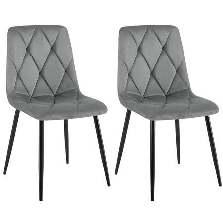 Lotto da 2 Sedie Ospiti SYAN, Design Moderno, Struttura in Metallo, Velluto Grigio