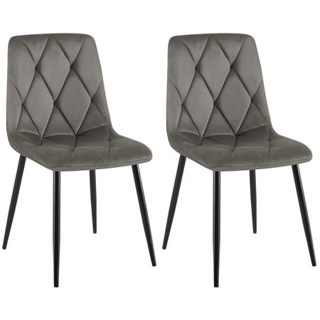 Lotto da 2 Sedie Ospiti SYAN, Design Moderno, Struttura in Metallo, Velluto Grigio Scuro