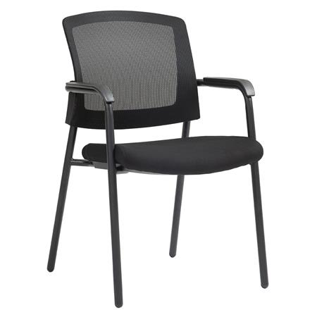 Sedia Sala d'Attesa CARTER, Robusta e Confortevole, Impilabile, Tessuto e Rete Traspirante, Nero