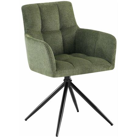 Sedia per Sala d'Attesa KEMP, Struttura in Metallo, Girevole e Imbottita, in Tessuto Verde