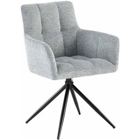 Sedia per Sala d'Attesa KEMP, Struttura in Metallo, Girevole e Imbottita, in Tessuto Grigio