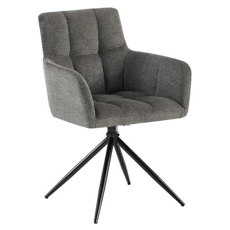 Sedia per Sala d'Attesa KEMP, Struttura in Metallo, Girevole e Imbottita, in Tessuto Grigio Scuro