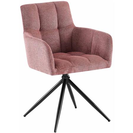 Sedia per Sala d'Attesa KEMP, Struttura in Metallo, Girevole e Imbottita, in Tessuto Rosa