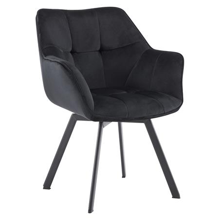Sedia Ospiti SUTTON, Comoda e Moderna, Girevole, Base in Metallo, Velluto Nero