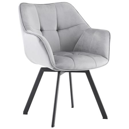 Sedia Ospiti SUTTON, Comoda e Moderna, Girevole, Base in Metallo, Velluto Grigio