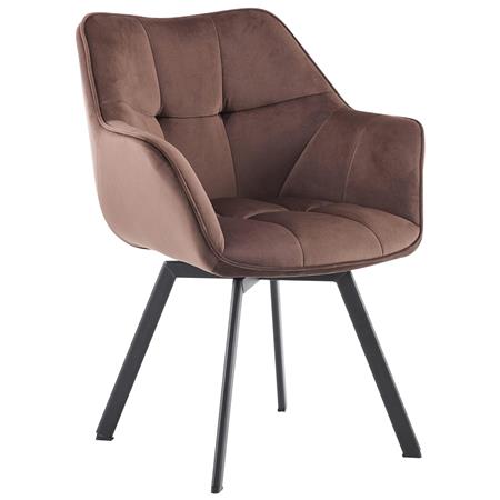 Sedia Ospiti SUTTON, Comoda e Moderna, Girevole, Base in Metallo, Velluto Marrone