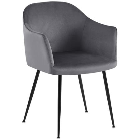 Sedia Ospiti VIVIAN, Solida e Comoda, Gambe in Metallo Nero, Seduta in Velluto Grigio