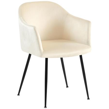 Sedia Ospiti VIVIAN, Solida e Comoda, Gambe in Metallo Nero, Seduta in Velluto Crema