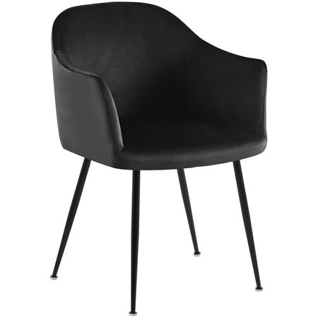 Sedia Ospiti VIVIAN, Solida e Comoda, Gambe in Metallo Nero, Seduta in Velluto Nero