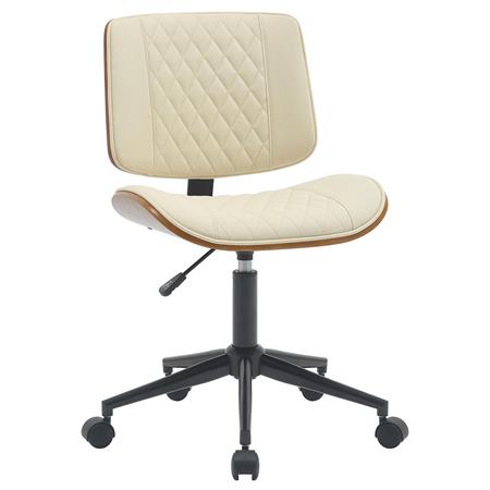 Sedia Per Ufficio MARYEN, Elegante e di Design, Seduta in Legno Noce e Pelle Crema