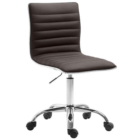 Sgabello da Ufficio WANG, Moderno e Confortevole, Imbottito, Rivestimento in Pelle Marrone