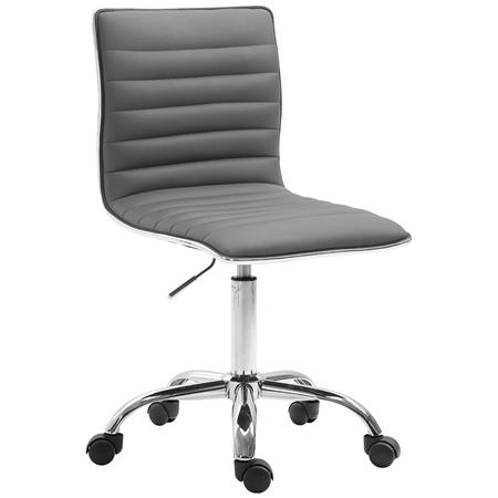Sgabello da Ufficio WANG, Moderno e Confortevole, Imbottito, Rivestimento in Pelle Grigia