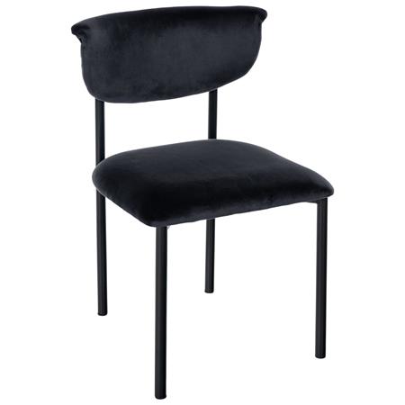Sedia Sala Attesa / Riunioni TUCKER, Struttura in Metallo Nero, in Velluto Nero
