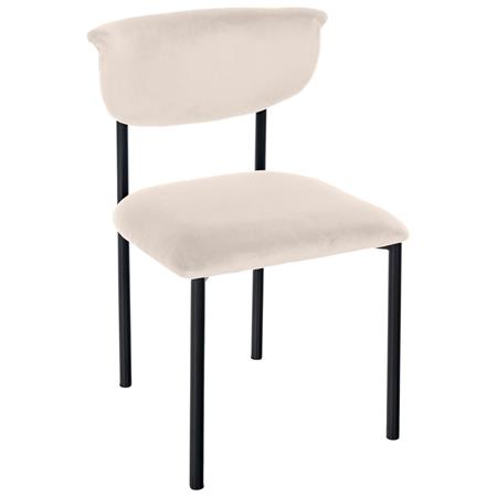 Sedia Sala Attesa / Riunioni TUCKER, Struttura in Metallo Nero, in Velluto Crema