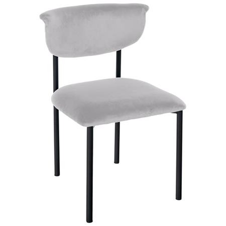 Sedia Sala Attesa / Riunioni TUCKER, Struttura in Metallo Nero, in Velluto Grigio
