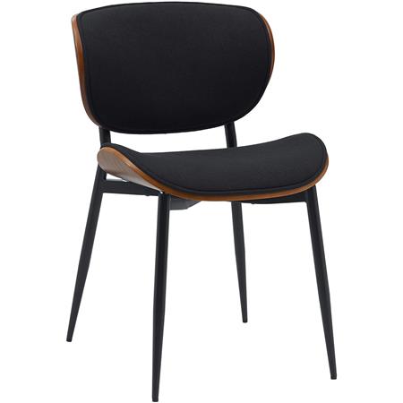 Sedia Sala Attesa / Riunioni BRONSON, Struttura in Legno color Noce e Tessuto Nero