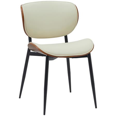 Sedia Sala Attesa / Riunioni BRONSON, Struttura in Legno color Noce e Pelle Crema