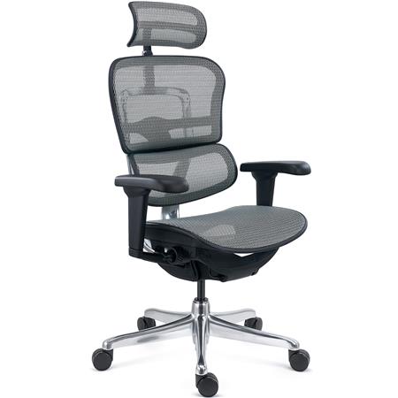 DEMO# Sedia Ergonomica ERGOULTRA, Completamente Regolabile, Ottima Qualità, in Rete Grigia