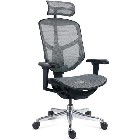 DEMO# Sedia Ergonomica ENJOY, Design Esclusivo, Completamente Regolabile, in Rete Grigia